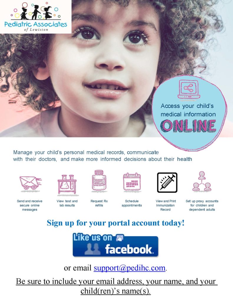 Patient Portal sign up ad Pediatric Associates